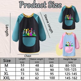 Braleto Pack of 2 Children's Painting Aprons Waterproof Painting Coat Adjustable Craft Apron Children with Sleeves for 5-12 Years Girls/Boys for School, Art, Drawing, Cooking, m