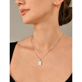 YL Initial Necklace 925 Sterling Silver Square Letter Pendant C Alphabet Necklace for Women