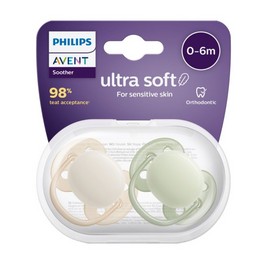 Avent Ultra Soft Soother Plain 0-6 Months 2 Pack