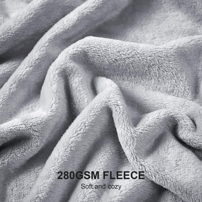 EHEYCIGA Fleece Blanket Silver Grey Throws for Sofas Fluffy Warm