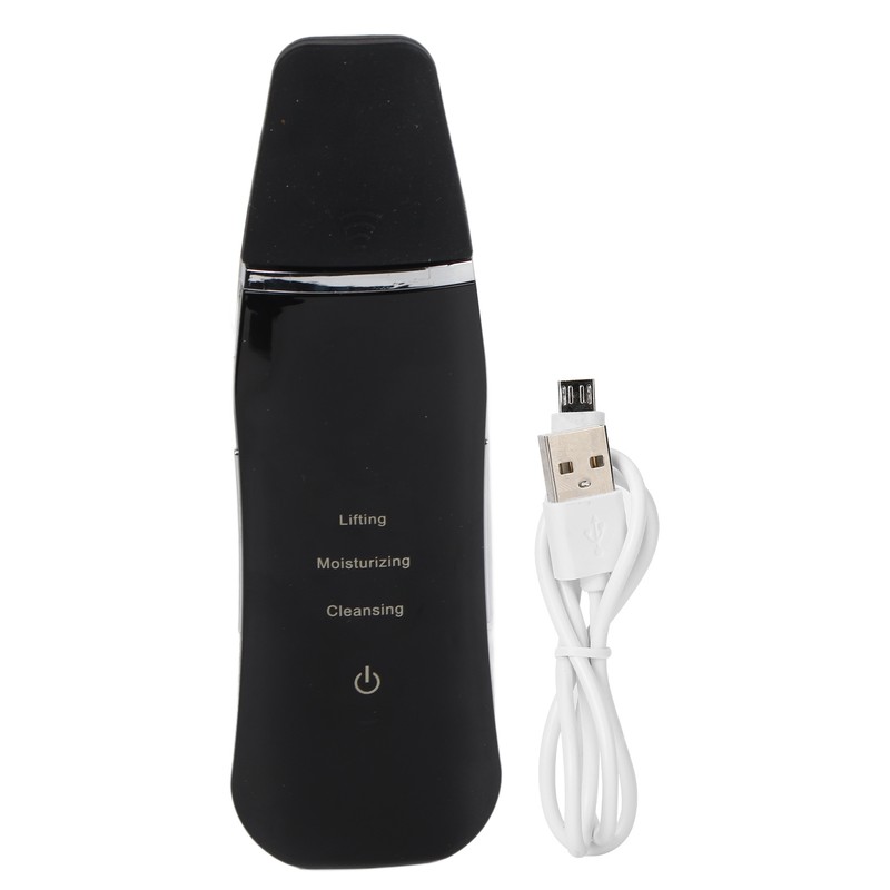 Face Skin Scrubber USB Rechargeable Peeling Machine Ultrasonic Exfoliating SkinCare(Black