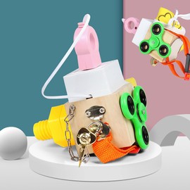 Busy Cube Montessori Toy for Toddlers Kids Sensory Wooden Activity Busy Board Educational Activities Travel Toy Kids