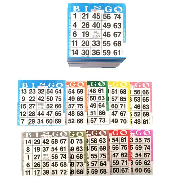 Bingo Paper Game Cards - 1 card - 10 sheets - 100 books of 10 sheets