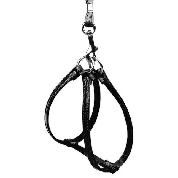 Mirage Pet Product Faux Snake Skin Step in Harness Black 18