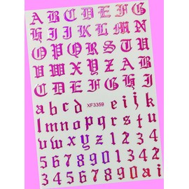 Art Latin Roman English Alphabet Letter Number 3D Nail Art Sticker 3359rose Red for Nails Design Nail Art Stickers Decals Supplies Manicure Tips Sticker Colorful for Nail Decorations