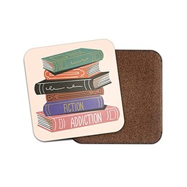 Square Single Coaster - Fiction Addiction Addicted to Reading Bookworm Books Addict Men Boys Girls Love Fan Drinks Kitchen Home Gift #80114