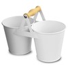 dine@drinkstuff Double Bucket Condiment Caddy - White Galvanised Steel Cutlery