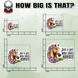 Just A Girl Who Loves Horses Sticker or Magnet Decal Floral Horse Vintage Horse Riding Waterproof Vinyl Sticker for Water Bottle Car Bumper Fridge Laptop