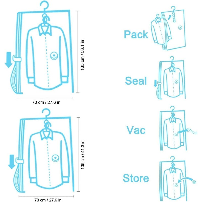 Hanging Space Bags Vacuum Storage Bags for Clothes, Dress, Winter