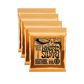 Ernie Ball Hybrid Slinky - Cuerdas para guitarra eléctrica, lote de 4, calibre 9-46, P02222