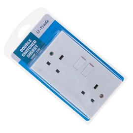 U-Trade 2-Gang White Double Switch Socket 13AMP 240V – Power Outlet for Home & Office. (2 GANG SOCKET)