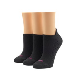 HUE Women's Air Cushion Tab Back No Show Liner Sock 3 Pair Pack, Black, One Size