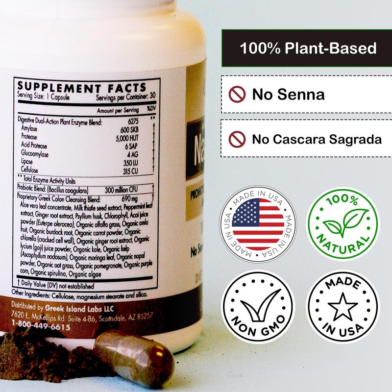 Greek Island Labs Natural Colon Cleanse Supplements – 30-Day Supply