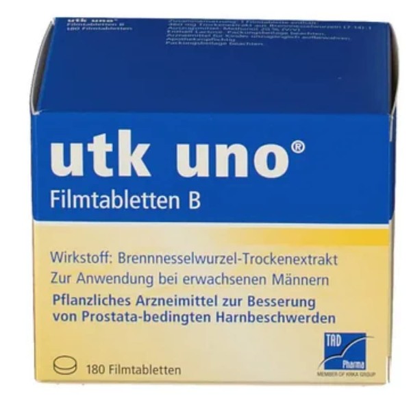 utk uno Film-coated tablets B: Herbal remedy for prostate-related urinary discomfort in adult men, 180 tablets