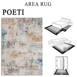 Poeti Washable Rug - Ultra Thin Hallway Runner Rug Non Slip Carpet Runner - Long Runners for Hallway Living Room Entryway Indoor - Modern Abstract Rug, 2'6"x8' Rainbow Rug