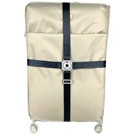 UKrevolutionS Luggage Straps for Suitcases Metal Buckle Heavy Duty Bag Strap 2-in-1 Cross Baggage Straps Premium Quality Extendable Belt Key Lock with Satin Pouch+Gift Box (Silver/Black)