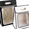 Stylish Two-Tone Handle Clear Window Gift Bag Packaging Bag 4ea
