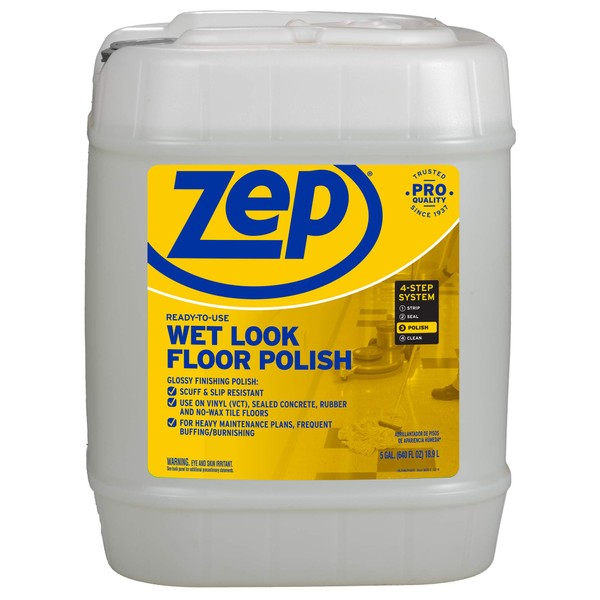 Zep Zuwlff5g Wet Look Floor Finish, 5-Gals. Floor Cleaner, Stripper & Polish