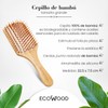 Ecowood® Cepillo para Cabello Hecho de Bambú con Punta Cuadrada