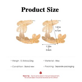 TTPSRY Earrings for Women Girls Elegant Vintage Flower Earrings Gold-Plated Earrings Hypoallergenic Hoop Earrings Jewellery Gift, Alloy Steel