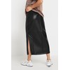 PixieGirl Black Faux Leather Side Split Maxi Skirt Petite