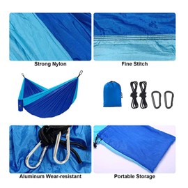 DULKET Camping Hammock Portable Ultralight Travel Hammocks Breathable Nylon with 5 FT Tree Straps for Outdoor Camping Hiking Backpacking Indoor Garden （150kg Capacity） (Green)