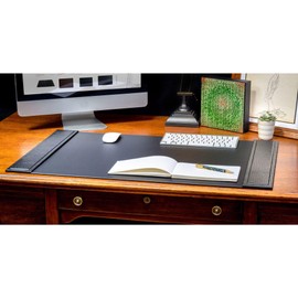 Dacasso Black Crocodile Embossed Leather Side-Rail Desk Pad/Desk Protector, 34"" x 20""" (PR-2201)
