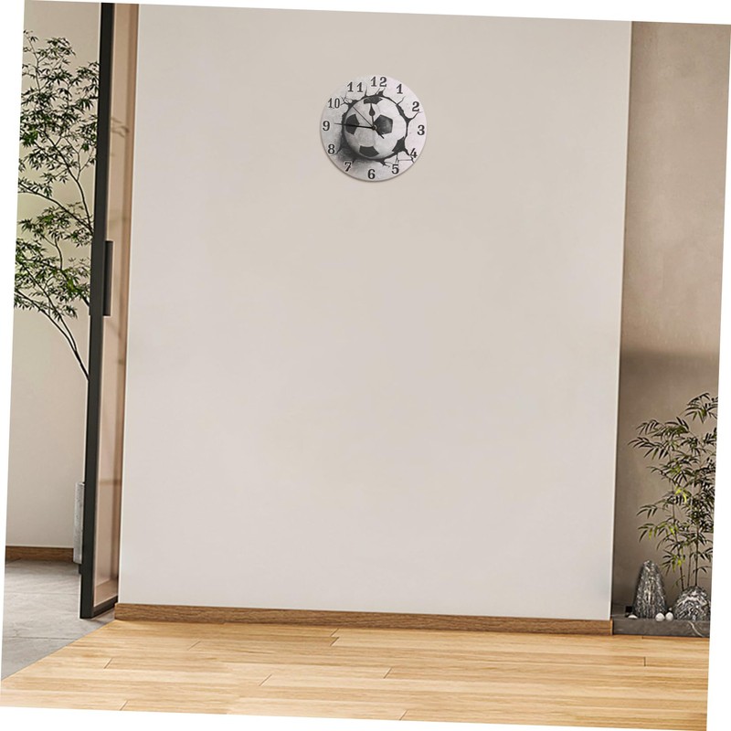 WOONEKY Silent Non Ticking Soccer Wall Clock Modern Decorative Analog