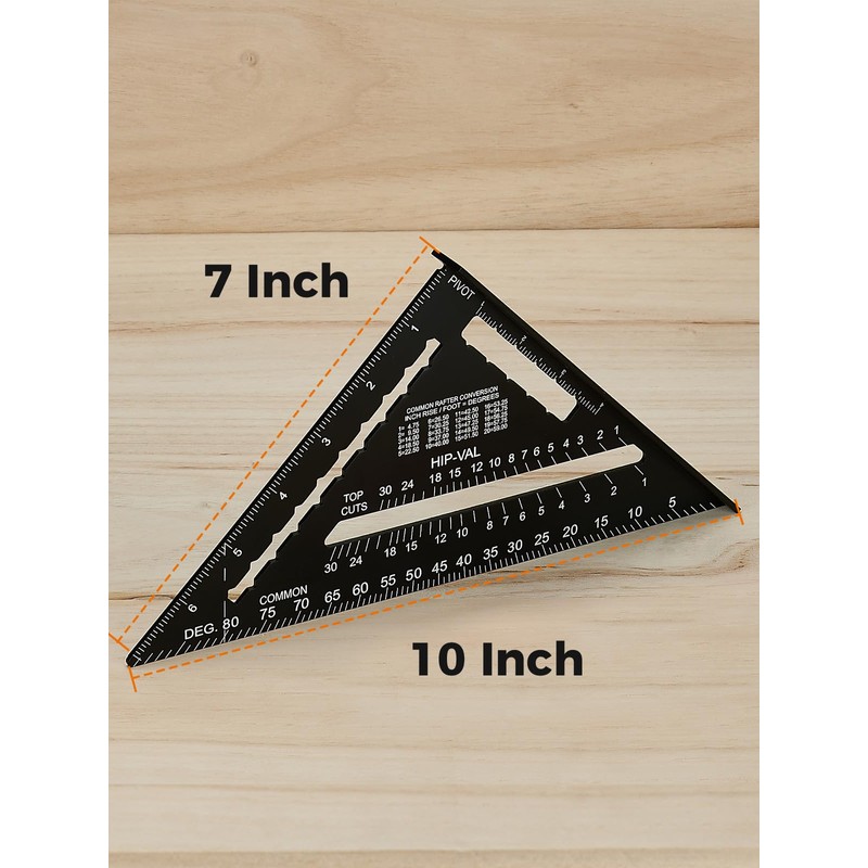 Mecurate 7 Inch Heavy-Duty Aluminum Alloy Triangle Rafter Square, Durable