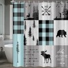 Boziqr Rustic Cabin Lodge Shower Curtain, Bear Moose Deer Trees