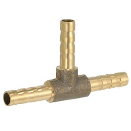 PATIKIL 3/16" Brass Tee Hose Barb Fitting, 3 Ways Union Intersection T Shape Barbed Split for Air Water Fuel Gas Liquid, Golden
