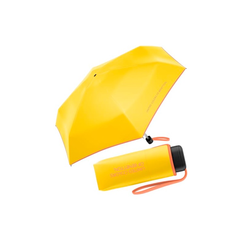 Benetton Pocket Umbrella Ultra Mini Flat Solid, Cyber Yellow