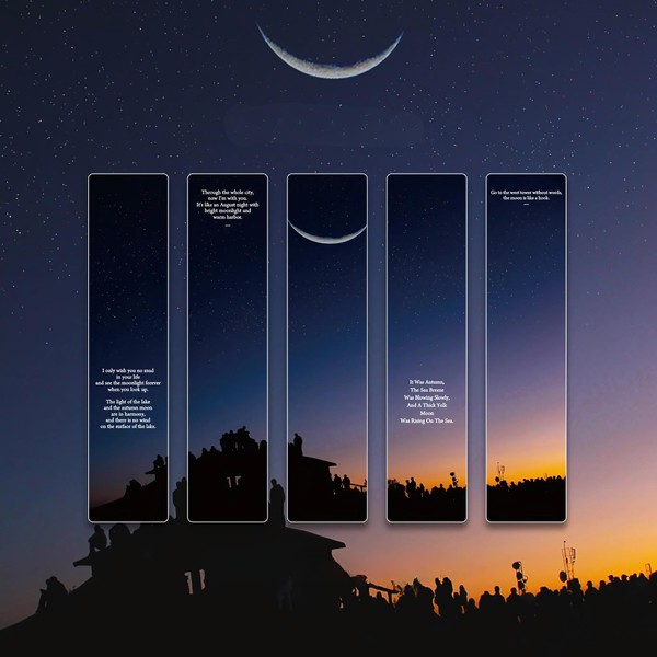 Bookmarks, Stylish Night View Design, Set of 5, Beautiful Bookmarks,