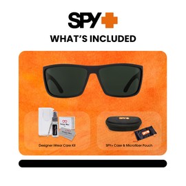 SPY Rocky 62MM Matte Black/Happy Gray Green Polarized Cylindrical Shield Sunglasses for Men + BUNDLE With Designer iWear Complimentary Eyewear Kit