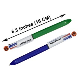 Maydahui 12PCS Multicolor Basketball Ballpoint Pen Retractable 4 in 1 Colored Pens Cool Ball Sports Pen 4 Color Pens for School Students Party Office Basketball lover