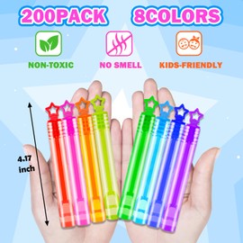 Bulk Toys for Kids Prizes 200 Pack, Mini Bubble Wands Party Favors for Toddlers,Small Birthday Pinata Goodie Treat Bag Stuffers,Outdoor Activities Classroom Supplies Stocking Stuffers for Girls Boys