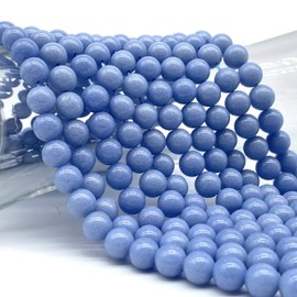 [ABCgems] Glow in Dark Mexican Blue Aragonite AKA Cave Calcite (Extremely Rare- Exquisite Color) 8mm Smooth Round Natural Semi-Precious Gemstone Healing Energy Beads