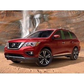 Rvinyl Pillar Post Window Trim Compatible with Nissan Pathfinder 2013-2020 - Gloss (Black)