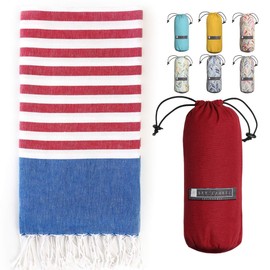 BAY LAUREL Turkish Beach Towel with Travel Bag 39 x 71 Quick Dry Sand Free Lightweight Large Oversized Towels Light