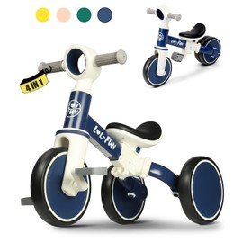 LOL-FUN Baby Balance Bike Toy for 1 2 Year Old Boys Girls Gift Toddler Tricycle 1-3 Year Old with Removable Pedal, 4 in 1 Trike for Ages 1-3 Present