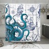 DESIHOM Blue Nautical Octopus Tall Shower Curtain Set, Funny Ocean