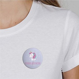 Hellweg Druckerei Button Badge Nursery Child Unicorn Cute Glitter Badge Gift Idea Badge Pin, Metal