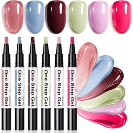 Bolígrafos de esmalte de uñas de gel de secado rápido 3 en 1, 6 colores, bolígrafos de esmalte de uñas de un paso con Imán, kit de manicura de gel de un paso, no se necesita capa base ni capa superior, DIY Home Salon Set de regalo de manicura para mujeres