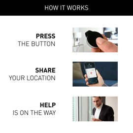 Orbit Protect - Discreet Security Device with Emergency Button and GPS Tracking - Share Your Location to Emergency Contacts (Black)