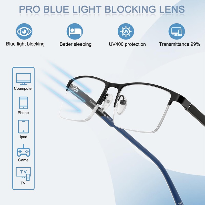 EYECEDAR 5 Pack Premium Blue Light Blocking Reading Glasses Men
