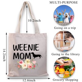 BDPWSS Dachshund Tote Bag For Women Dachshund Lover Owner Gift Weiner Dog Gift Weenie Mom Gift Dachshund Gift Dog Lover Gift (Weenie Mom TGCA)