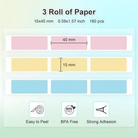NELKO Genuine P21 Label Maker Tape, Adapted Label Print Paper, 14x40mm (0.55"x1.57"), Standard Laminated Office Labeling Tape Replacement, Multipurpose of P21, 180 Tapes/Roll, 3-Roll, Blue/Yellow/Pink