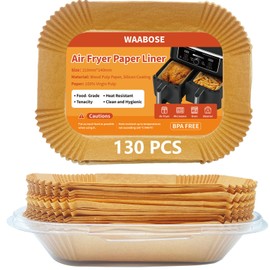 Pack of 130 Baking Paper for Hot Air Fryer Dual Zone, Airfryer Baking Paper Compatible with Ninja AF300EU/AF400EU/SL400EU & Double Chamber Dual Zone Airfryer, Airfryer Accessories for COSORI 8.5L