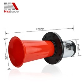 Air Horn Antique Ahooga Vintage Classic Old Style School Chrome 12V 110DB Car Air Horn (Red)