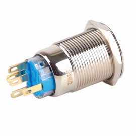 Botón de auto-bloqueo, Keenso 19mm 12V LED a prueba de agua inoxidable autoblocante de enclavamiento interruptor de botón con./desc. Botón de pestillo interruptor 1NO1NC(Blanco)